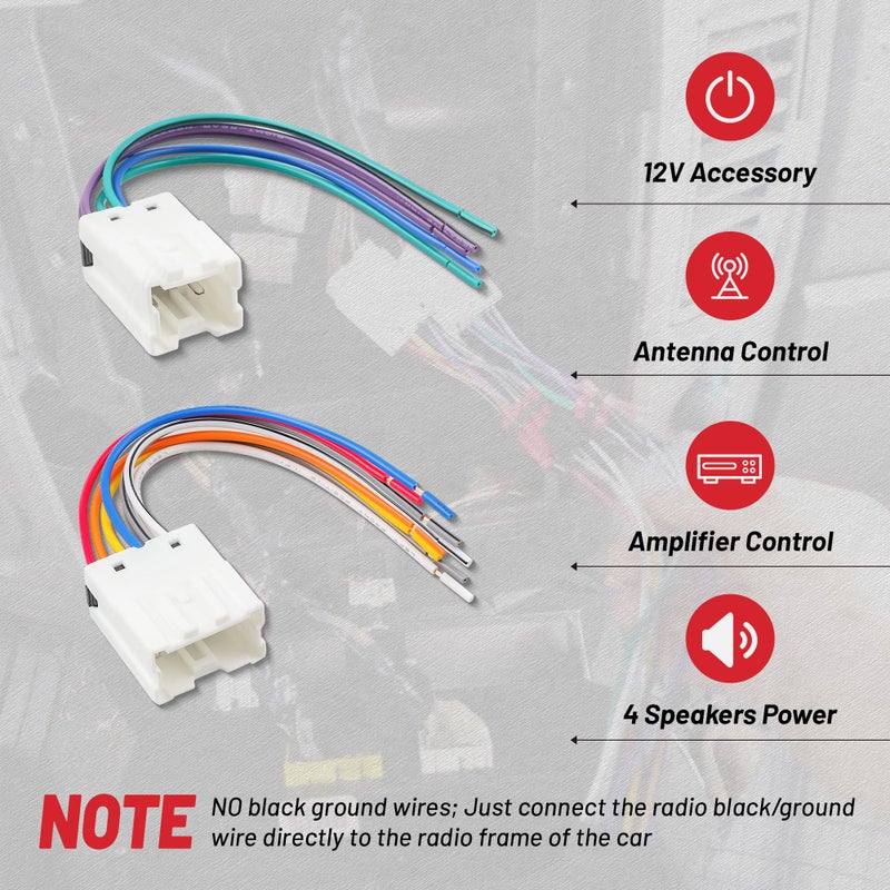 RED WOLF سلك توصيل راديو RED WOLF لنيسان 1995-2008، إنفينيتي 1990-2008 بديل لموصل الطاقة/مكبر الصوت بعد السوق، نظام غير بوز - Image 3